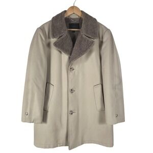 VTG Fellini Overcoat Mens 40R Sherpa Faux Fur Lined Winter Heavy Grandpa